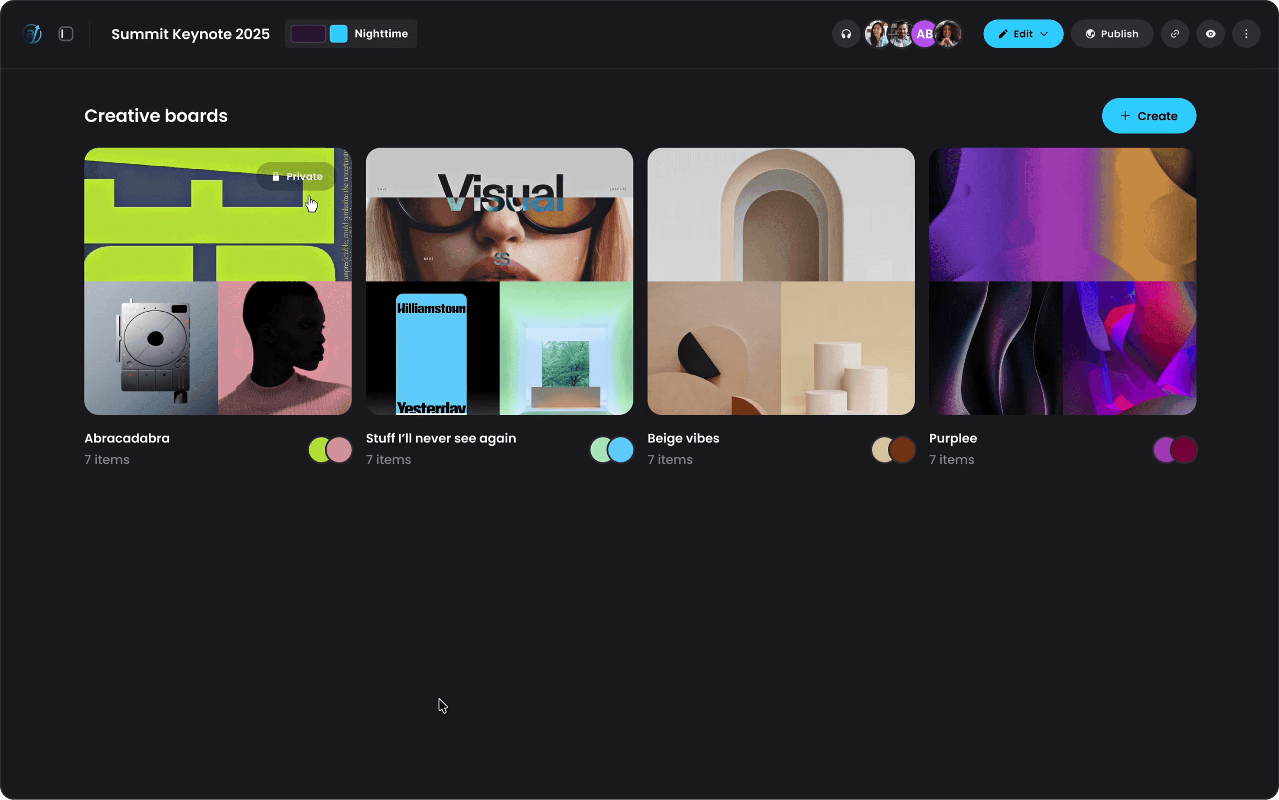 Creative boards preview